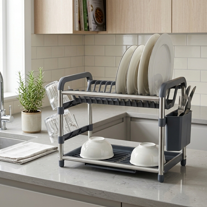 Сушилка для посуды, GS, Алюминий Сплав, 54x25x34 cm, Cеребристый