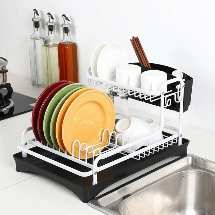 Сушилка для посуды, GS, Алюминий Сплав, 45 см, 31 см, 22 см, Белый /Черный