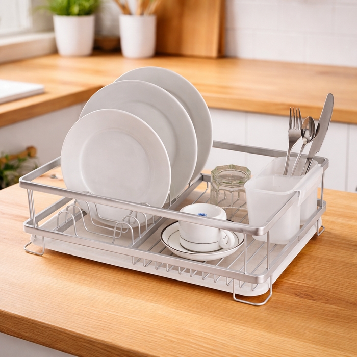 Сушилка для посуды, GS, Алюминий Сплав, 42 см, 30 см, 13 см, Cеребристый