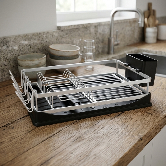 Сушилка для посуды, GS, Алюминий Сплав, 51 cм, 30 см, 14 cm, Черный/Серебро