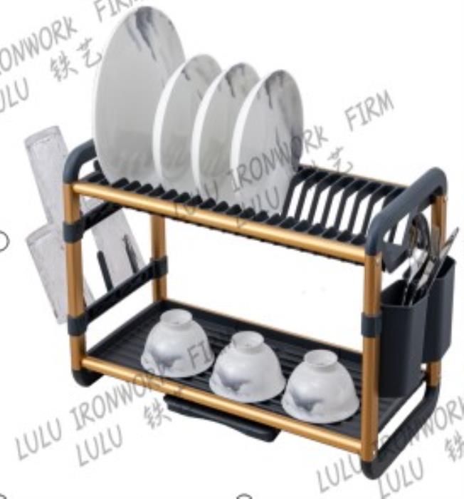 Сушилка для посуды, GS, Алюминий Сплав, 60.9 cm, 26.7 cm, 34.2 cm, Черный/Золото