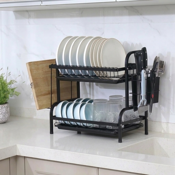 Сушилка для посуды, GS, Металл, 44 см, 25 см, 40.5 см, Черный