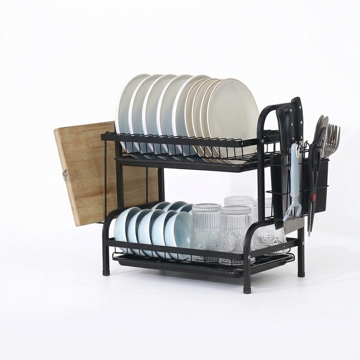 Сушилка для посуды, GS, Металл, 44 см, 25 см, 40.5 см, Черный