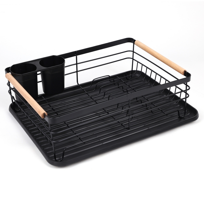 Сушилка для посуды, GS, Металл/Дерево, 44 см, 32.5 см, 14 cm, Черный