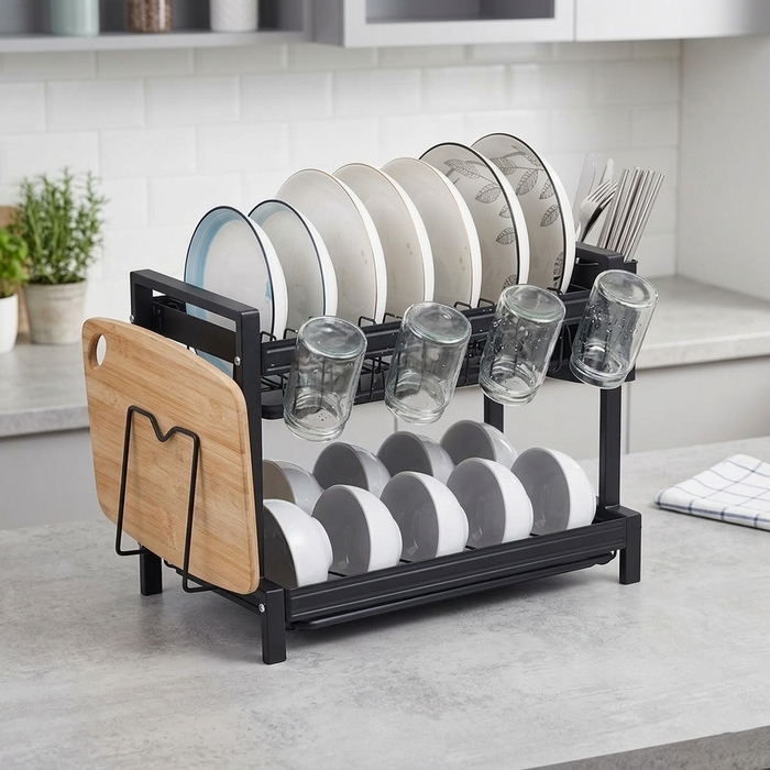 Сушилка для посуды, GS, Металл, 43 см, 25 см, 33 см, Черный