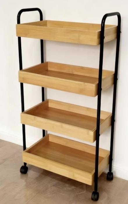 Etajera, GS, Bambus/Metal, 4 compartimente, 87x49x28 cm