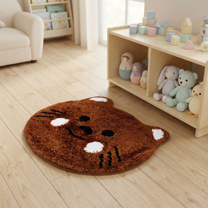 Ковер, GS, 45x55 cм, Кот, Внутри, Плюш, Коричневый