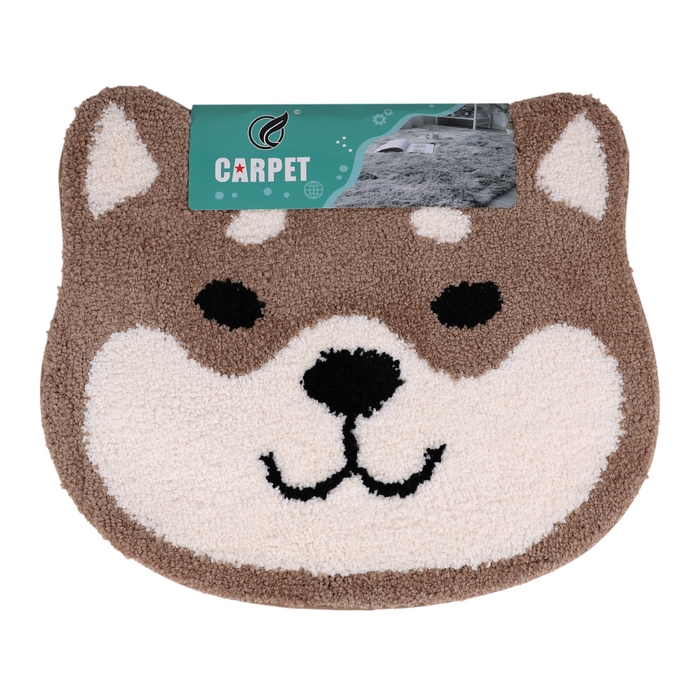 Carpet, GS, 50x60 cm, Inside, Plush, White/Brown, Puppy