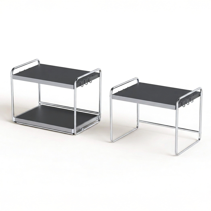 Raft depozitare, ECOCO, Metal, 2 compartimente, Negru