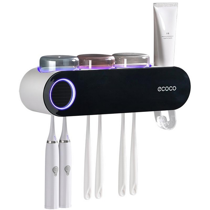 Toothbrush holder, ECOCO, Metal/Glass, White/Black, Suspend