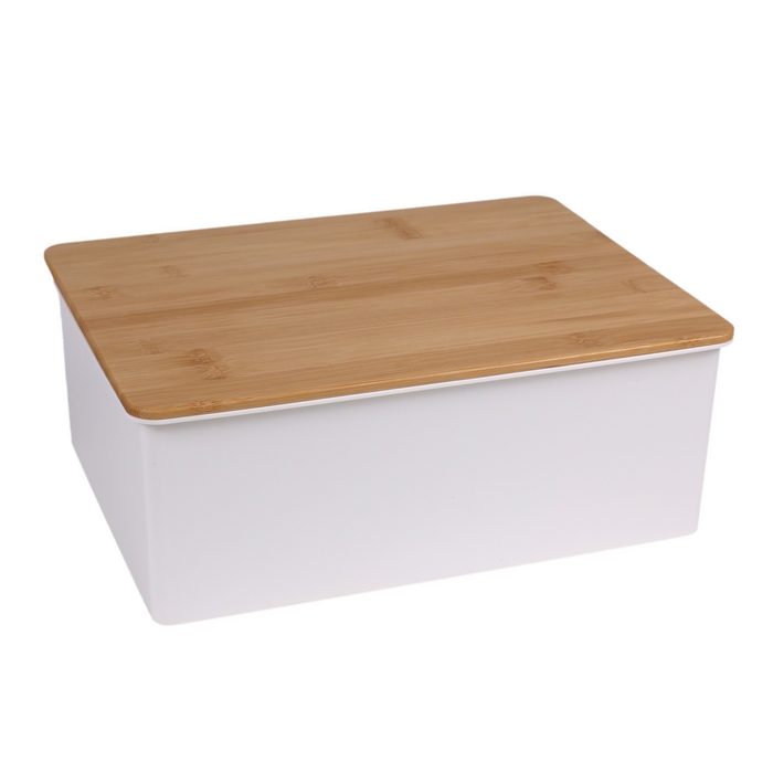 Cutie depozitare, GS, Lemn/Plastic, 31.5x24x12 cm, Alb