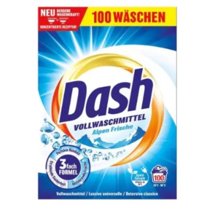 Detergent rufe, DASH, Pudra, 5kg, 100 spalari, Alpine freshness, Universal