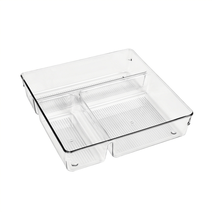 Organizer, GS, Plastic, 23x23x5 cm, Transparent, 3 compartiments