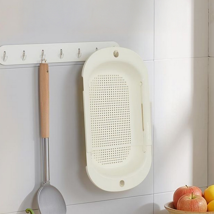 Dish drainer, GS, Sink brush, Plastic, White, 48.5x21x3.5 cm