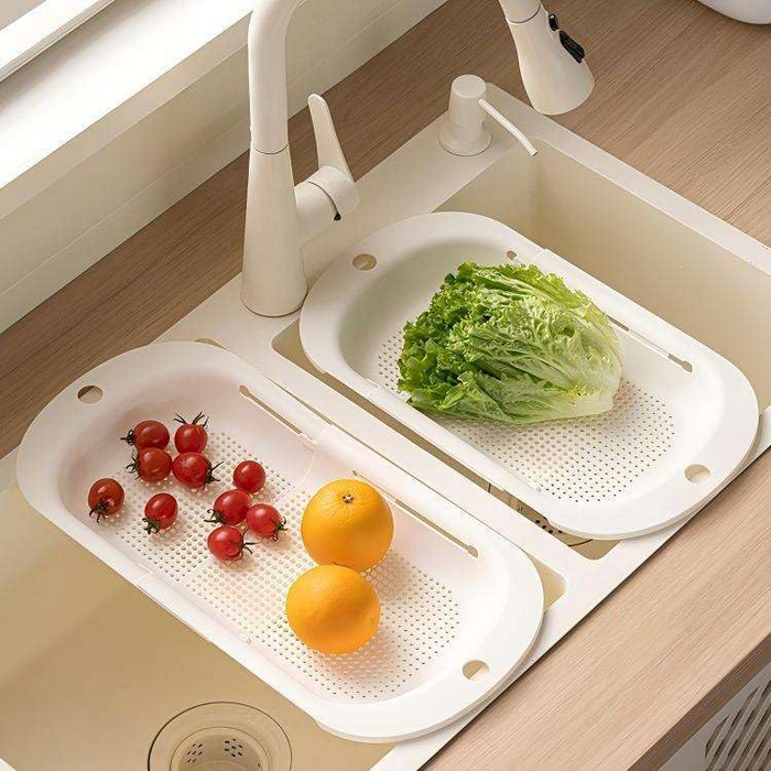 Dish drainer, GS, Sink brush, Plastic, White, 48.5x21x3.5 cm