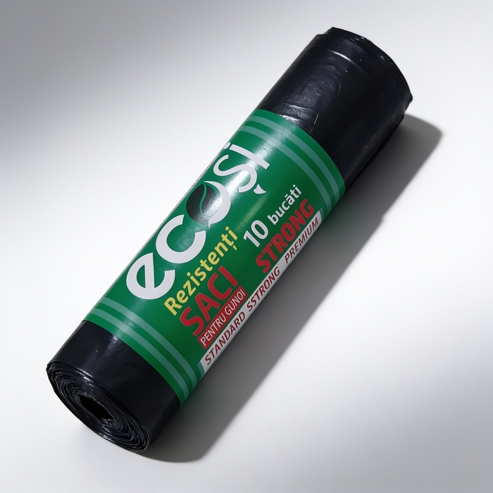 Пакеты  для мусора, Ecosi Strong, 160Л, 10 шт, Черный, Полиэтилен, Strong, 112x125 см