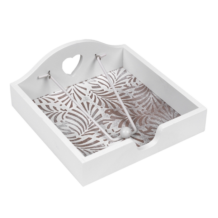 Suport servetele, GS, Lemn/Metal, 18x18x7cm, Alb
