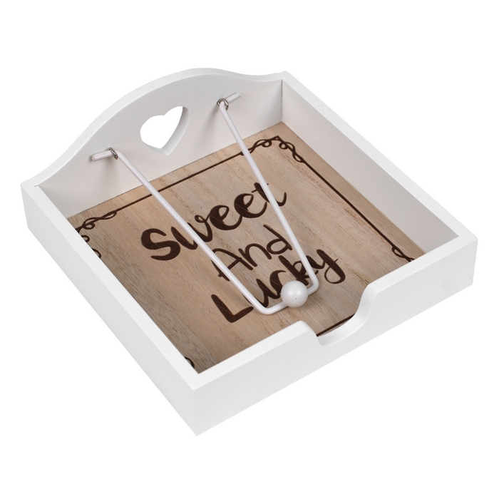 Suport servetele, GS, Lemn/Metal, 18x18x7cm, Alb