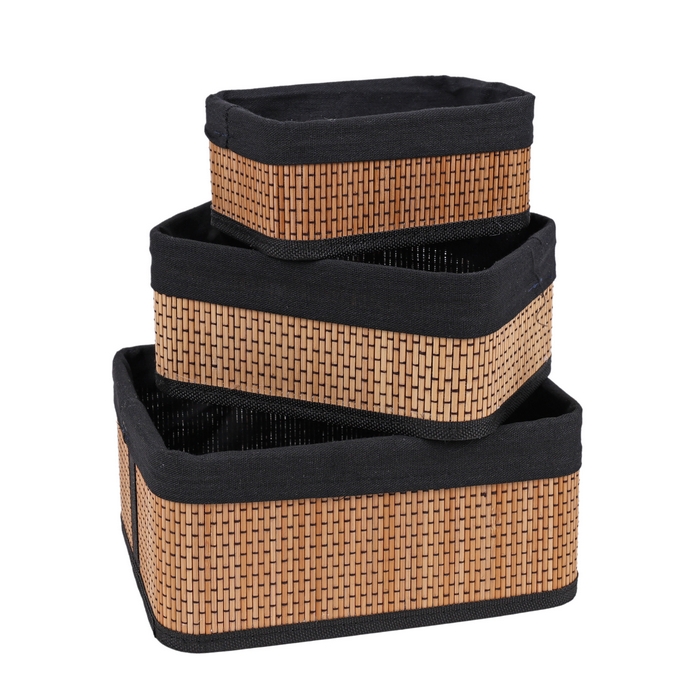 Set cosuri, GS, 3 piese, Bambus, Textil, 26x20x12 cm, 22x16x11 cm, 18x12x9 cm