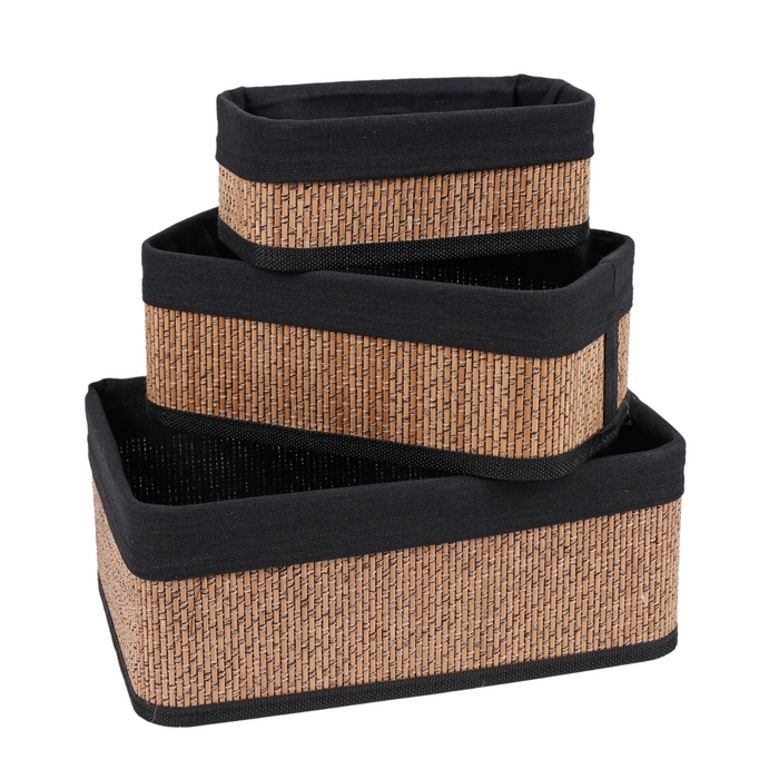 Set cosuri, GS, 3 piese, Bambus, Textil, 30x20x11.5 cm, 25x15c9.5 cm, 14.5x10x7.5 cm