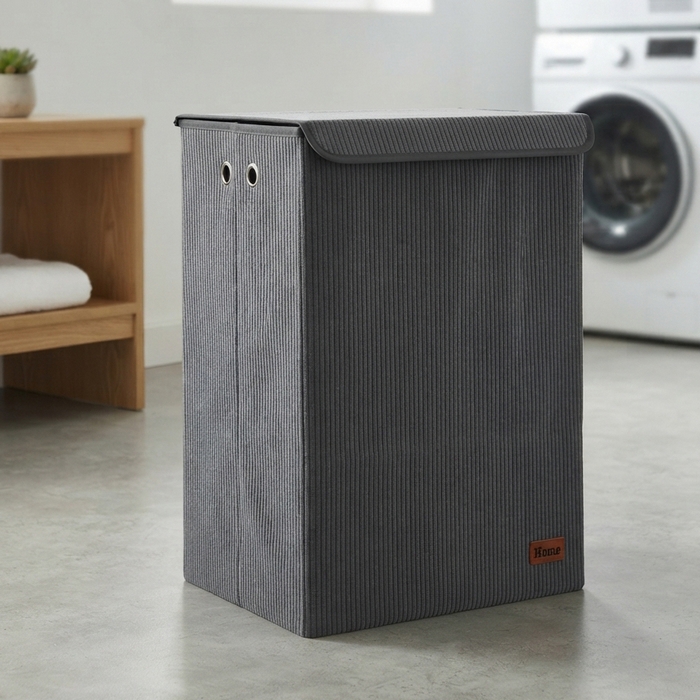 Cos, GS, Pentru rufe, 40x30x55 cm, Velour, Diverse Culori, Home Edition, Cu capac