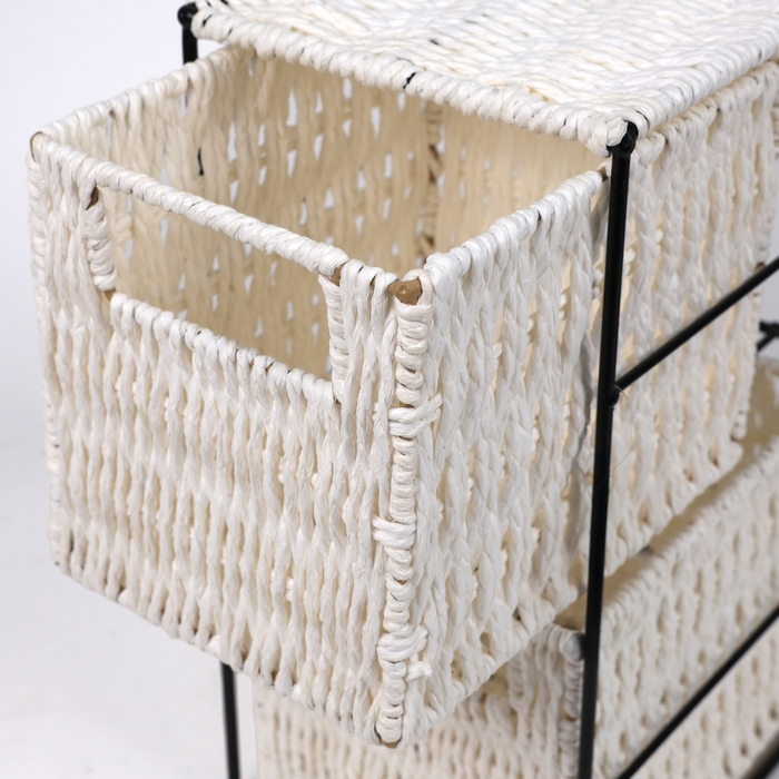 Raft depozitare, GS, Fir împletit, 4 compartimente, Dreptunghiular, 64 cm, 25 cm, 18.5 cm