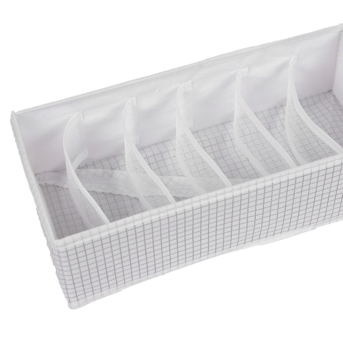 Organizator, Nattyea, Pentru imbracaminte, Textil, 6 compartimente, 32x15x10 cm, Alb