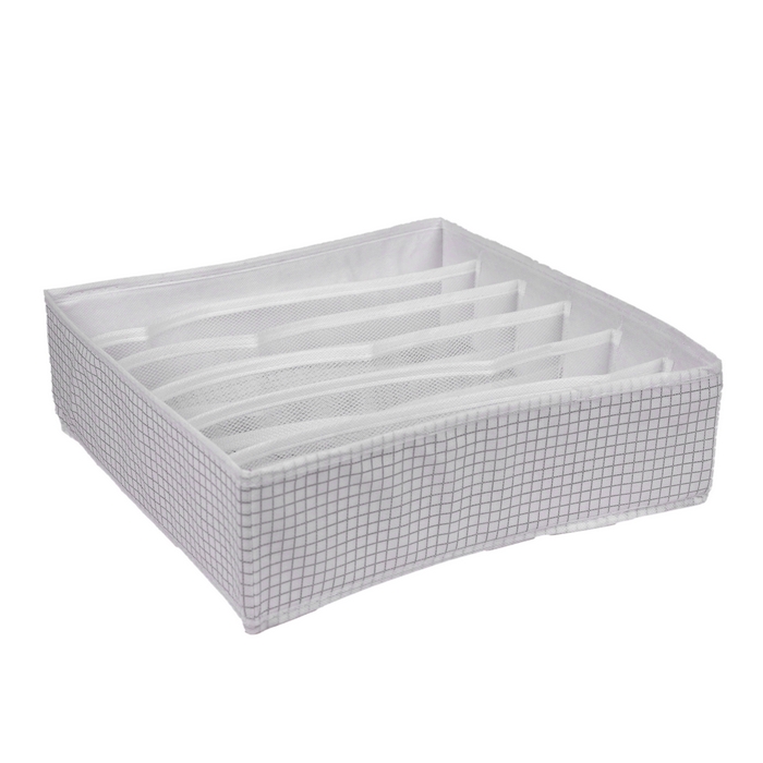 Organizator, Nattyea, Pentru imbracaminte, Textil, 6 compartimente, 32x32x10 cm, Alb