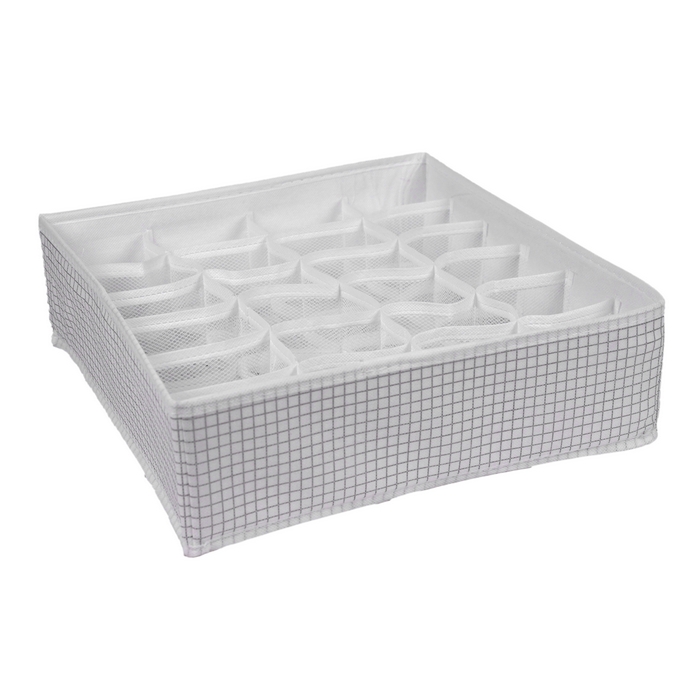 Organizator, Nattyea, Pentru imbracaminte, Textil, 24 compartimente, 32x32x10 cm, Alb