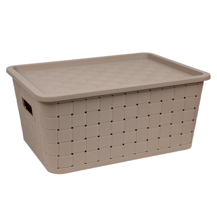 Cos depozitare, GS, Plastic, 39.5x30x18.5 cm, Diverse Culori, Cu capac