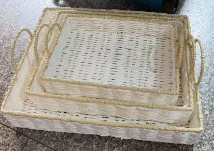 Set cosuri, GS, 3 piese, Fir împletit, 40x30x8 cm, 35x25x7 cm, 30x20x6 cm, Dreptunghiular