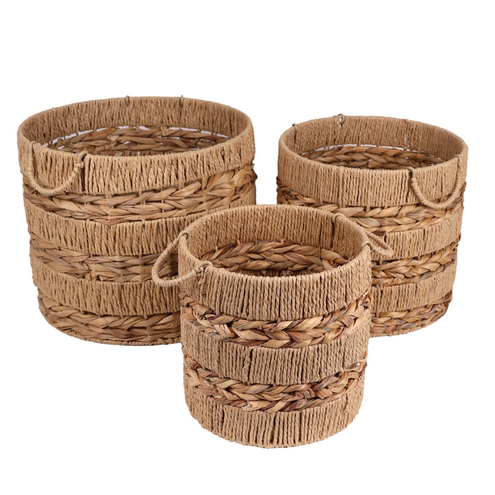 Basket set, GS, 3 pieces, Braided wire, 38x33 cm, 33x30 cm, 28x26 cm