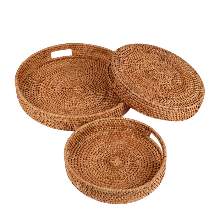 Basket set, GS, 3 pieces, Braided wire, 35x6 cm, 30x5 cm, 25x5 cm, Round