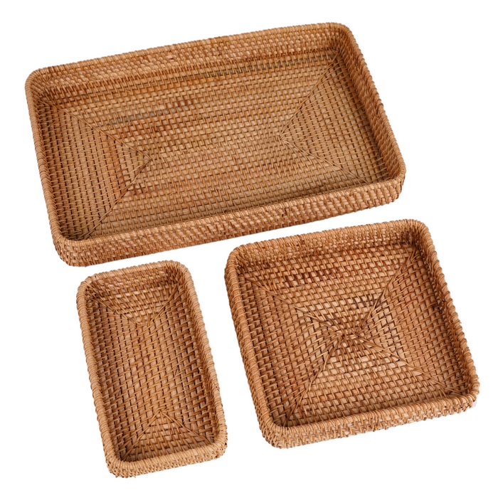 Basket set, GS, 3 pieces, Braided wire, 37x23.5x5 cm, 21x3 cm, 21x10.5x3.5 cm, Rectangle