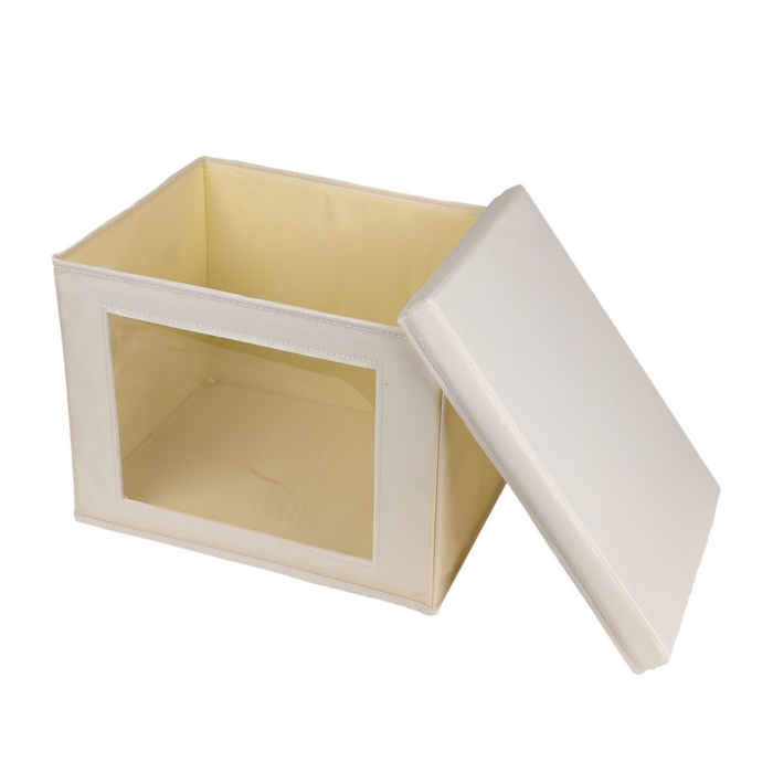 Basket, GS, Textile, 40x30x30 cm, Beige, With lid