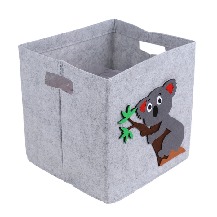 Basket, GS, Textile, 30x30x30 cm, Gray, With print, For Kids