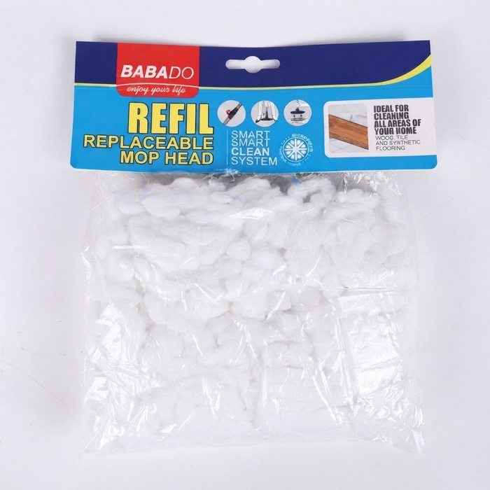 Rezerva mop, BABADO, Tornado, Bumbac/Plastic, Alb, Interior