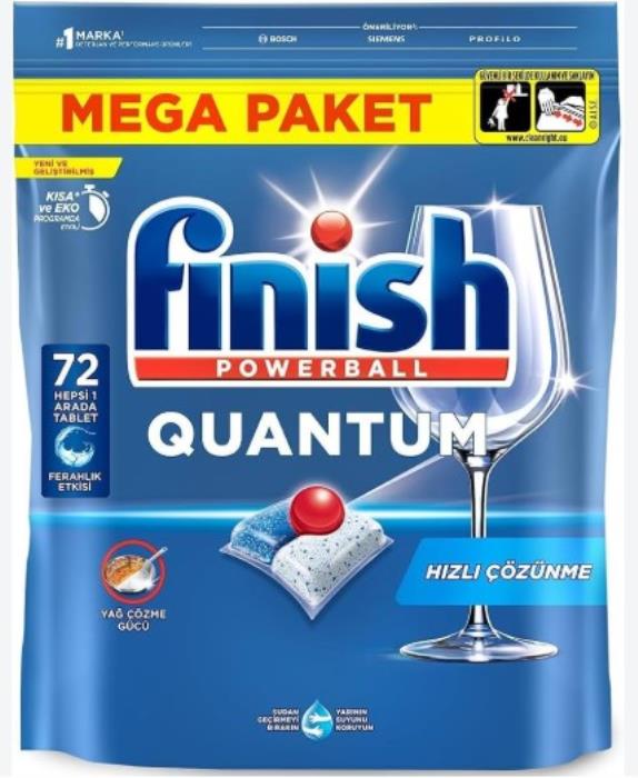 Dishwashing detergent, FINISH, Dishwashing mashine, 72 pieces, Quantum All in 1, Tablets, REGULAR
