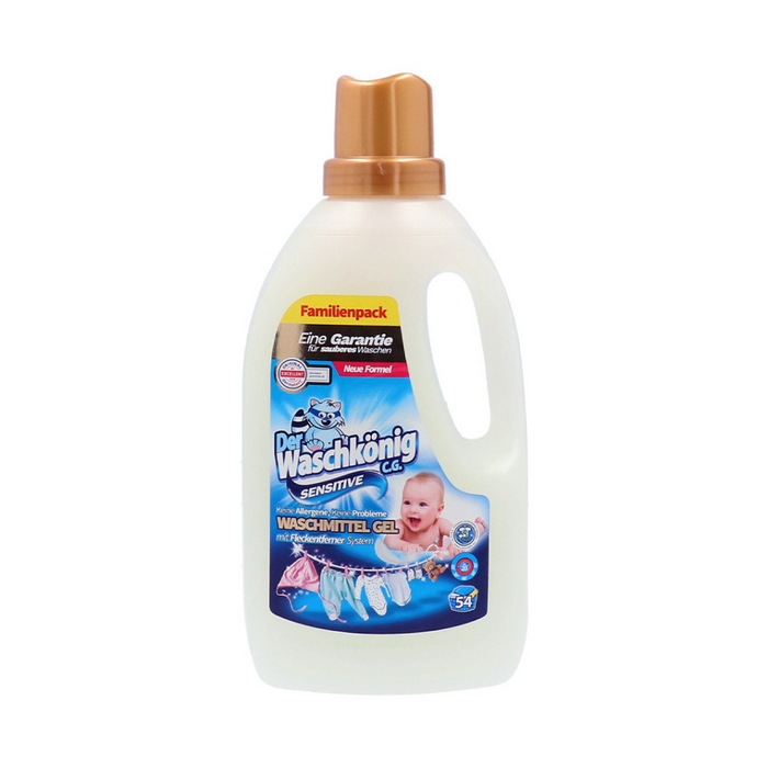 Средство для стирки, DER WASCHKONIG, Жидкий, 1.625 L, Sensitive, 54 (стир.)