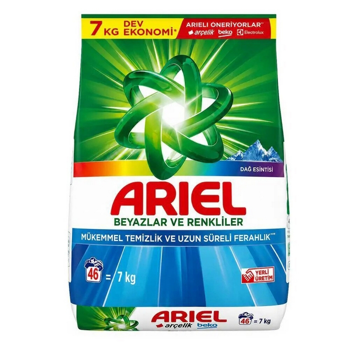 Detergent rufe, ARIEL, Pudra, 7 kg, Mountain Colorful