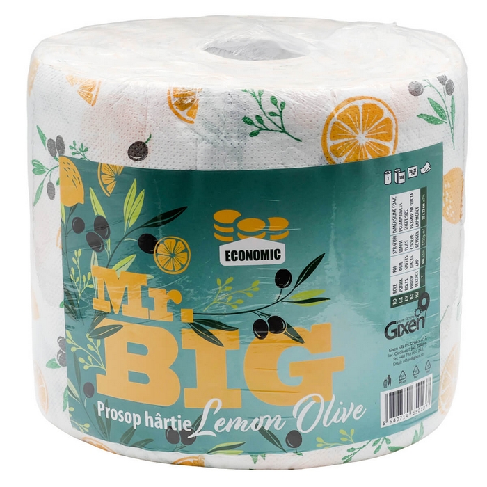 Бумажные полотенца, Mr.BIG, 1 рулон, 2 слоя, Lemon&Olive