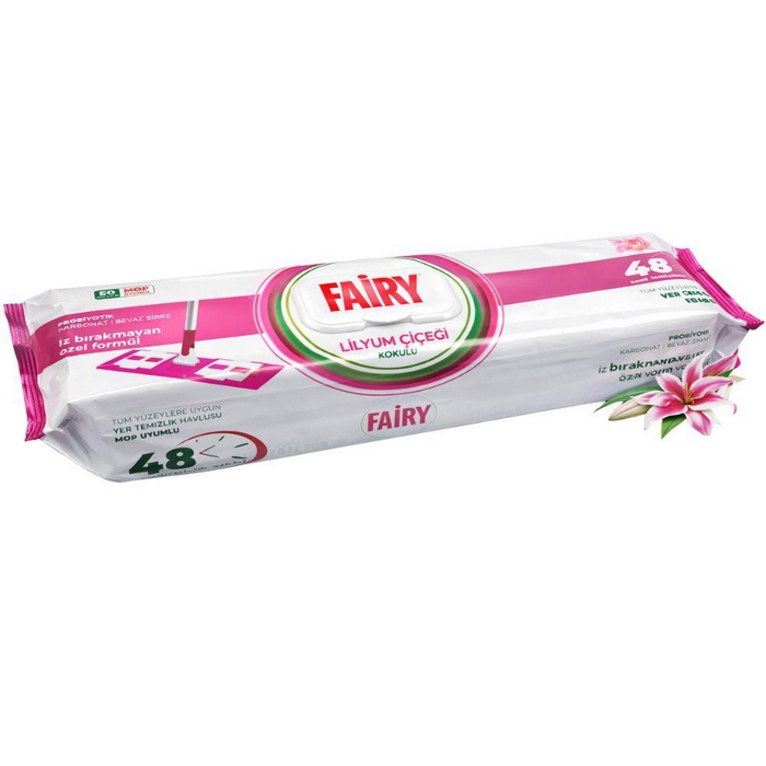 Wet wipes, FAIRY, 50 pieces, House Surfaces, With lid, Lilium