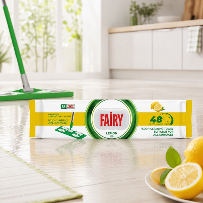 Wet wipes, FAIRY, 50 pieces, House Surfaces, With lid, Lemon