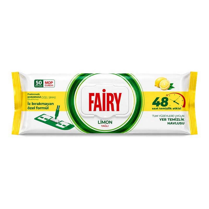 Wet wipes, FAIRY, 50 pieces, House Surfaces, With lid, Lemon
