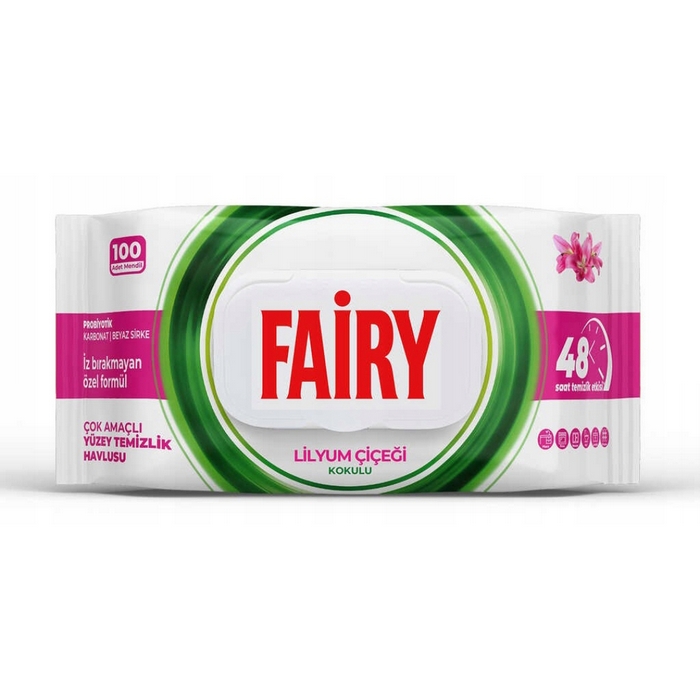 Wet wipes, FAIRY, 100 pieses, House Surfaces, With lid, Lilium, Multi-Surface