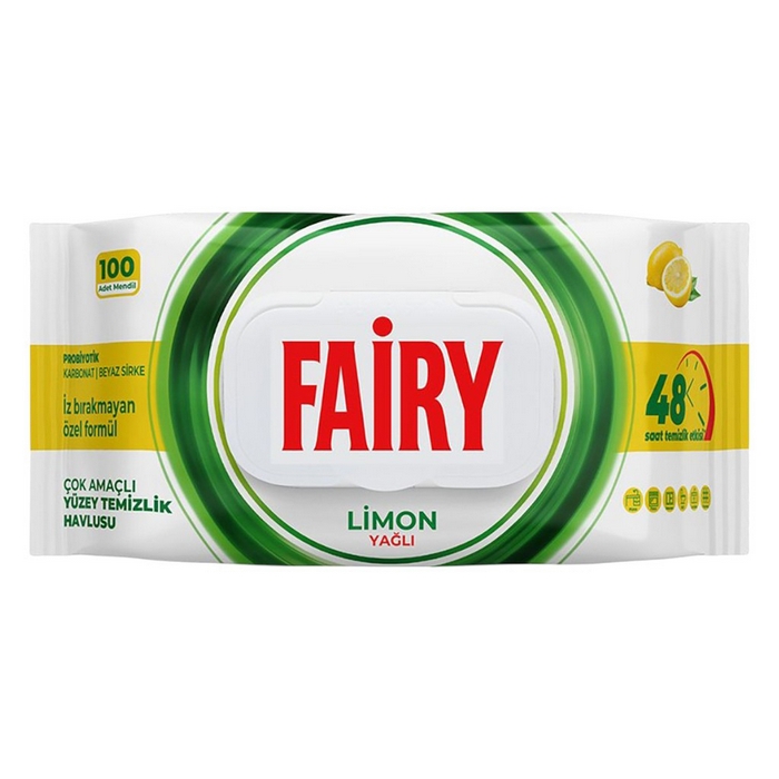 Wet wipes, FAIRY, 100 pieses, House Surfaces, With lid, Lemon, Multi-Surface