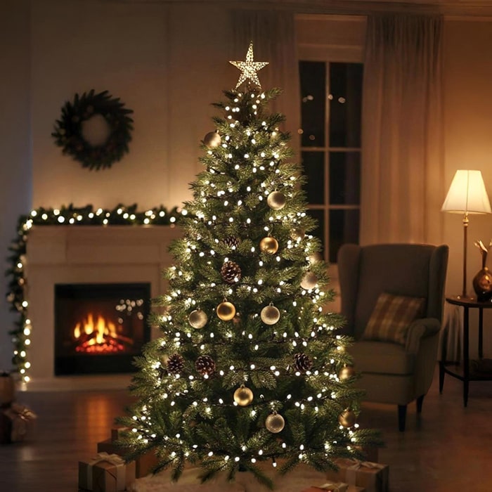 Instalatie luminoasa, GLOBAL CHRISTMAS, Sir, 100 becuri LED, 10 m, Alb, 220 V, Interior/Exterior, Lumina Rece