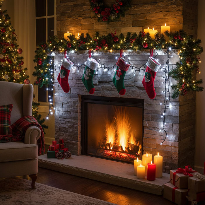 Instalatie luminoasa, GLOBAL CHRISTMAS, Sir, 100 becuri LED, 10 m, Alb, 220 V, Interior/Exterior, Lumina Rece