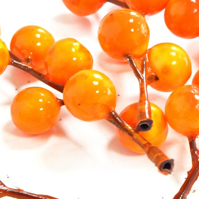 Set of 6 decorative berries, GLOBAL CHRISTMAS, Yellow/Orange