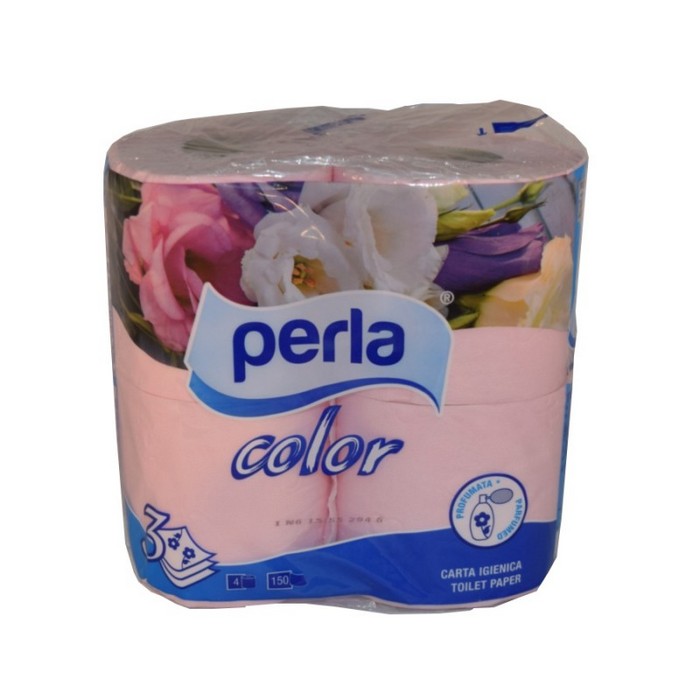 Hartie igienica, PERLA, 4 role, 3 straturi, Color
